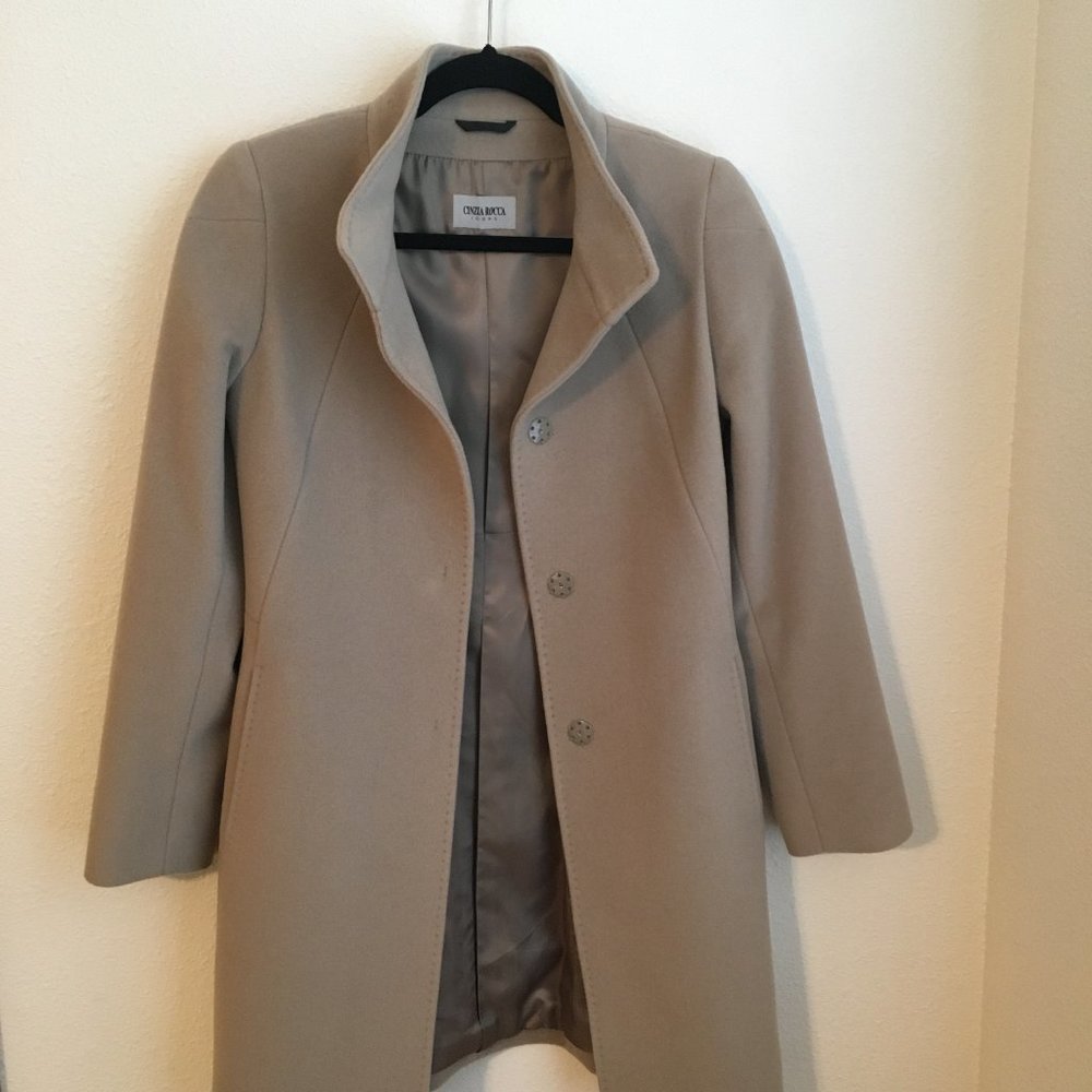 Cinzia Rocca Wool Cashmere Overcoat | Size 2 | Tan